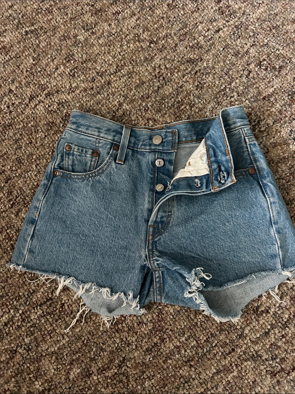 Levi's Light Blue Denim High-Rise Cutoff Shorts
